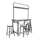 Bar tafel met mdf blad, 4 barkrukken en verlichting, YZ 1005, Zwart